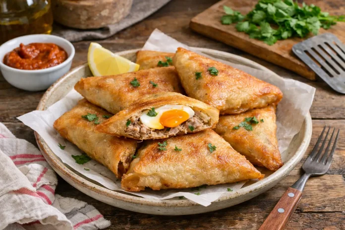Brik à l'Oeuf (Tunisian Fried Egg and Tuna Pastry)
