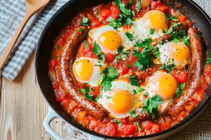 Ojja bel Merguez (Tunisian Eggs with Merguez and Peppers)
