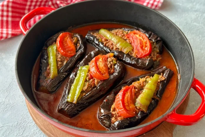 Karnıyarık (Turkish Split Eggplant with Ground Beef)
