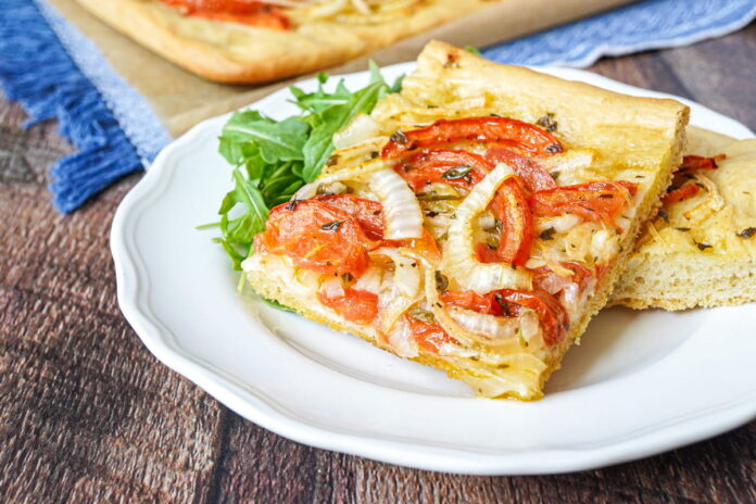 Ladenia (Greek Island Onion and Tomato Flatbread)
