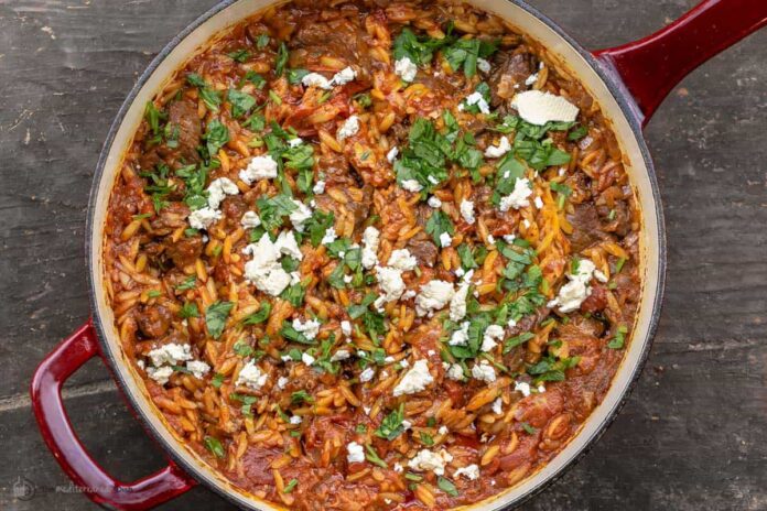 Youvetsi (Greek Baked Beef and Orzo)